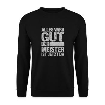 Meisterprüfung Bestanden Der Meister Ist Jetzt Da - Unisex Pullover - Schwarz - Vorne - Alina (178cm) & Michal (187cm)