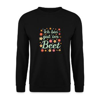Ich Bin Gut Im Beet Gärtnern Witz Hobbygärtner - Unisex Pullover - Schwarz - Vorne - Alina (178cm) & Michal (187cm)