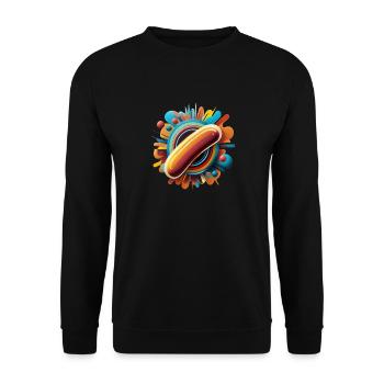 Hot-dog de restauration rapide dans le style BD - Sweat-shirt Unisexe - noir - Devant - Alina (178cm) & Michal (187cm)