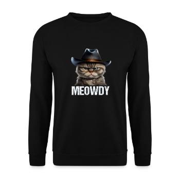 Meowdy Funny cat Meme for Cat Lovers - Unisex Pullover - Schwarz - Vorne - Alina (178cm) & Michal (187cm)