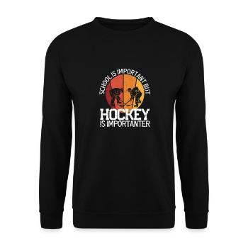 L’école est importante, mais le hockey sur glace reste - Sweat-shirt Unisexe - noir - Devant - Alina (178cm) & Michal (187cm)