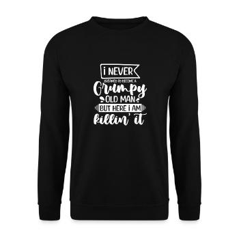 Funny Grumpy Old Man Killin 'it Grandpa Grandpa - Unisex Sweatshirt - black - Front - Alina (178cm) & Michal (187cm)