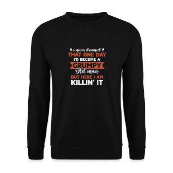 Funny Grumpy Old Man Killin 'it Grandpa Grandpa - Unisex Sweatshirt - black - Front - Alina (178cm) & Michal (187cm)