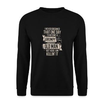 Drôle Grumpy Old Man Killin 'it Grandpa Grandpa Grandpa - Sweat-shirt Unisexe - noir - Devant - Alina (178cm) & Michal (187cm)