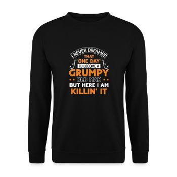 Drôle Grumpy Old Man Killin 'it Grandpa Grandpa Grandpa - Sweat-shirt Unisexe - noir - Devant - Alina (178cm) & Michal (187cm)