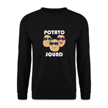 Hobby Chef Potatoe Squad Ironic Saying Vegetables - Unisex Sweatshirt - black - Front - Alina (178cm) & Michal (187cm)