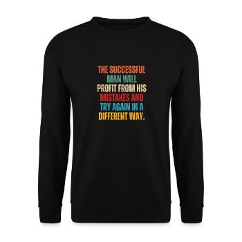 Der erfolgreiche Mann wird von seinen Fehlern profitieren - Unisex Pullover - Schwarz - Vorne - Alina (178cm) & Michal (187cm)