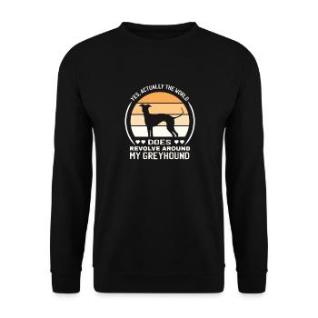 En fait, le monde tourne autour des lévriers - Sweat-shirt Unisexe - noir - Devant - Alina (178cm) & Michal (187cm)