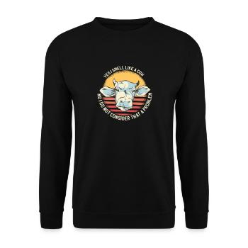 Ich rieche wie eine Kuh - Unisex Pullover - Schwarz - Vorne - Alina (178cm) & Michal (187cm)