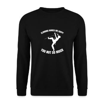 Kletterer Berg Bergklettern Klettern Bergsteigen - Unisex Pullover - Schwarz - Vorne - Alina (178cm) & Michal (187cm)