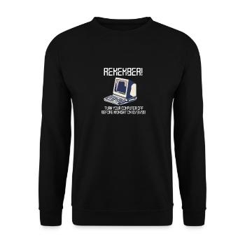 Funny y2k Computer Shirt, 1999, Funny Tech Shirts, - Unisex Sweatshirt - black - Front - Alina (178cm) & Michal (187cm)