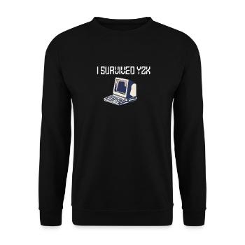 Funny y2k Computer Shirt, 1999, Funny Tech Shirts, - Unisex Sweatshirt - black - Front - Alina (178cm) & Michal (187cm)
