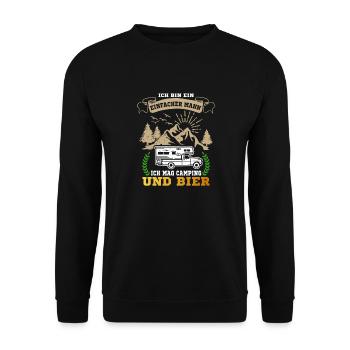 Ich Bin Ein Einfacher Mann Camping Und Bier - Unisex Pullover - Schwarz - Vorne - Alina (178cm) & Michal (187cm)