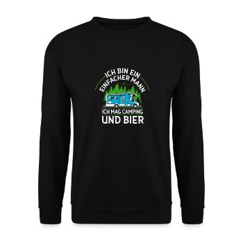 Ich Bin Ein Einfacher Mann Camping Und Bier - Unisex Pullover - Schwarz - Vorne - Alina (178cm) & Michal (187cm)