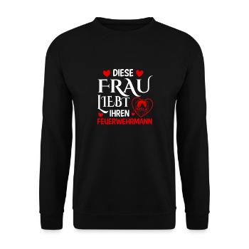 Diese Frau Liebt Ihren Feuerwehrmann Freiwillige - Unisex Pullover - Schwarz - Vorne - Alina (178cm) & Michal (187cm)