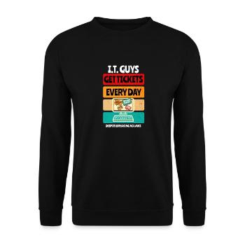 Funny IT Guy Shirt, Put in A Ticket Shirt I.T. Dep - Unisex Sweatshirt - black - Front - Alina (178cm) & Michal (187cm)