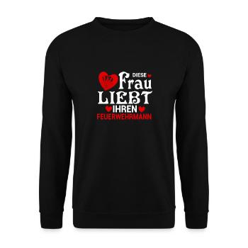 Diese Frau Liebt Ihren Feuerwehrmann Freiwillige - Unisex Pullover - Schwarz - Vorne - Alina (178cm) & Michal (187cm)