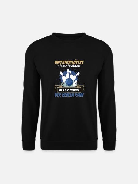 Unterschätze Niemals Einen Alten Mann Der Kegeln - Unisex Pullover - Schwarz