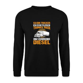 Ich Bin Trucker Esse Fleisch Trinke Bier - Unisex Pullover - Schwarz - Vorne - Alina (178cm) & Michal (187cm)