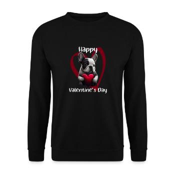 Happy Valentins Day French Bulldog - Unisex Pullover - Schwarz - Vorne - Alina (178cm) & Michal (187cm)