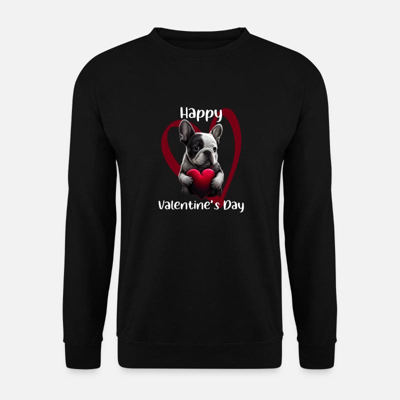 Joyeuse Saint-Valentin Français Bulldog - Sweat-shirt Unisexe - noir