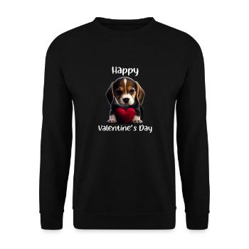 Happy Valentins Day Beagle - Unisex Pullover - Schwarz - Vorne - Alina (178cm) & Michal (187cm)