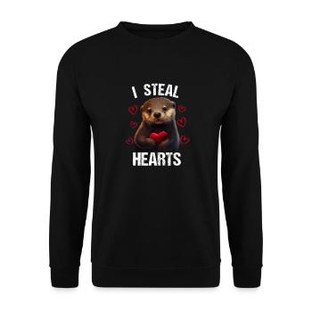 Je vole des cœurs Loutre - Sweat-shirt Unisexe - noir - Devant - Alina (178cm) & Michal (187cm)