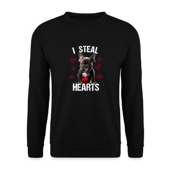 Je vole des cœurs chien Frenchie français bulldog - Sweat-shirt Unisexe - noir - Devant - Alina (178cm) & Michal (187cm)