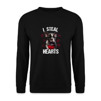 Je vole des cœurs chien Frenchie français bulldog - Sweat-shirt Unisexe - noir - Devant - Alina (178cm) & Michal (187cm)