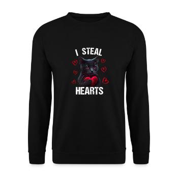 Je vole des cœurs chat - Sweat-shirt Unisexe - noir - Devant - Alina (178cm) & Michal (187cm)