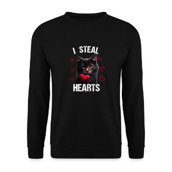 Je vole des cœurs chat - Sweat-shirt Unisexe - noir - Devant - Alina (178cm) & Michal (187cm)