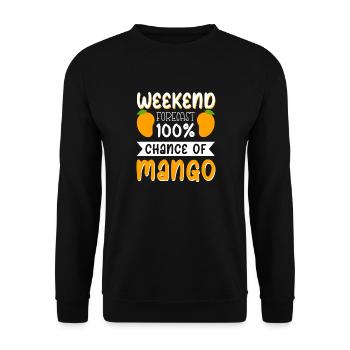 Wochenendprognose - 100% Chance auf Mango - Unisex Pullover - Schwarz - Vorne - Alina (178cm) & Michal (187cm)