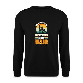 Neuer Montag. Neue Woche. Neue Haare. - Unisex Pullover - Schwarz - Vorne - Alina (178cm) & Michal (187cm)