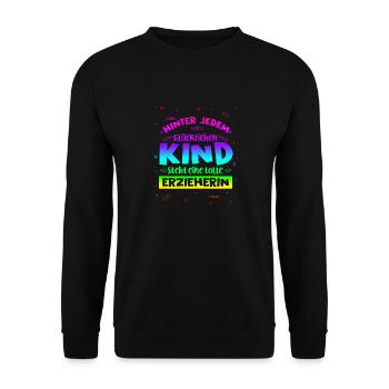 Erzieherin Kita Kiga Kindergarten Tagesmutter Erzi - Unisex Pullover - Schwarz - Vorne - Alina (178cm) & Michal (187cm)