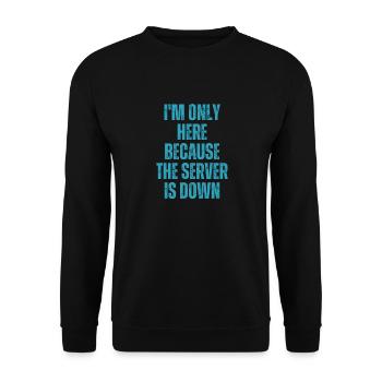 Ich bin nur hier, weil der Server lustig ausgefallen ist - Unisex Pullover - Schwarz - Vorne - Alina (178cm) & Michal (187cm)