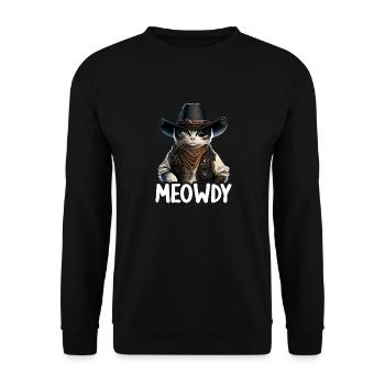 Meowdy Funny cat Meme for Cat Lovers - Unisex Pullover - Schwarz - Vorne - Alina (178cm) & Michal (187cm)