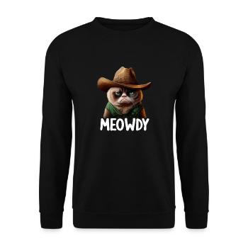 Meowdy Funny cat Meme for Cat Lovers - Unisex Pullover - Schwarz - Vorne - Alina (178cm) & Michal (187cm)