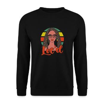 It's The Locs For Me - Afro Hair Black American - Unisex Pullover - Schwarz - Vorne - Alina (178cm) & Michal (187cm)