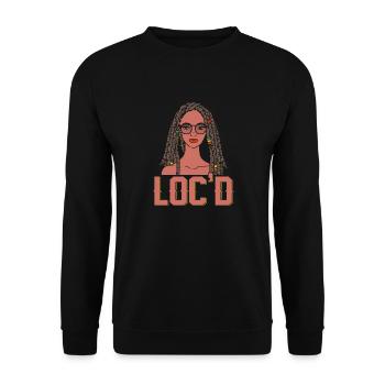 It's The Locs For Me - Afro Hair Black American - Unisex Pullover - Schwarz - Vorne - Alina (178cm) & Michal (187cm)