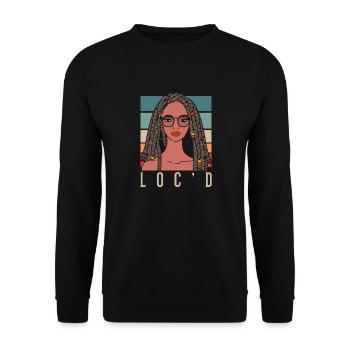 It's The Locs For Me - Afro Hair Black American - Unisex Pullover - Schwarz - Vorne - Alina (178cm) & Michal (187cm)