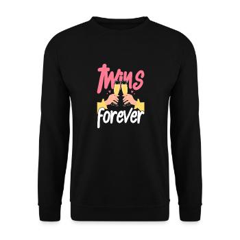 Twin siblings party with glass - Unisex Sweatshirt - black - Front - Alina (178cm) & Michal (187cm)