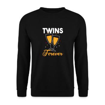 Twin siblings party with glass - Unisex Sweatshirt - black - Front - Alina (178cm) & Michal (187cm)