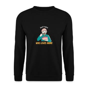Just A Guy Who Loves Anime & Ramen Designs - Unisex Pullover - Schwarz - Vorne - Alina (178cm) & Michal (187cm)