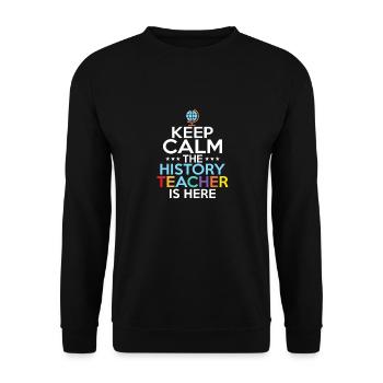 Restez calme Le professeur d’histoire est ici Professeur Ed - Sweat-shirt Unisexe - noir - Devant - Alina (178cm) & Michal (187cm)