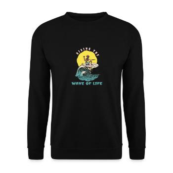Surfer sur la vague de la vie Cool Retro Surfer - Sweat-shirt Unisexe - noir - Devant - Alina (178cm) & Michal (187cm)