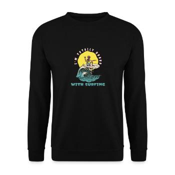 Je suis totalement en planche avec surfeur rétro drôle - Sweat-shirt Unisexe - noir - Devant - Alina (178cm) & Michal (187cm)