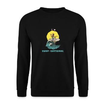 I'm Surf-Sational Funny Retro Surfer - Unisex Pullover - Schwarz - Vorne - Alina (178cm) & Michal (187cm)