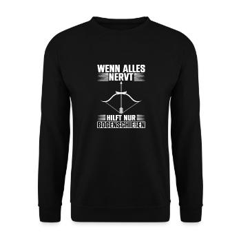 Wenn Alles Nervt Hilft Nur Bogenschießen Bogen - Unisex Pullover - Schwarz - Vorne - Alina (178cm) & Michal (187cm)