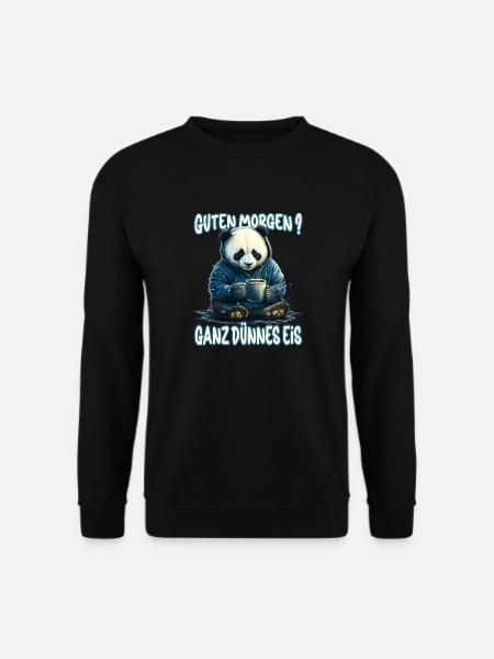 Ganz Dünnes Eis Morgenmuffel Panda Bär Kaffee - Unisex Pullover - Schwarz