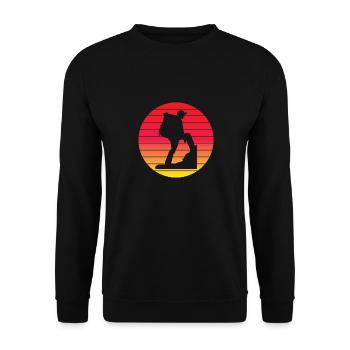 Wandern Bergwandern Wanderung Bergwanderer - Unisex Pullover - Schwarz - Vorne - Alina (178cm) & Michal (187cm)